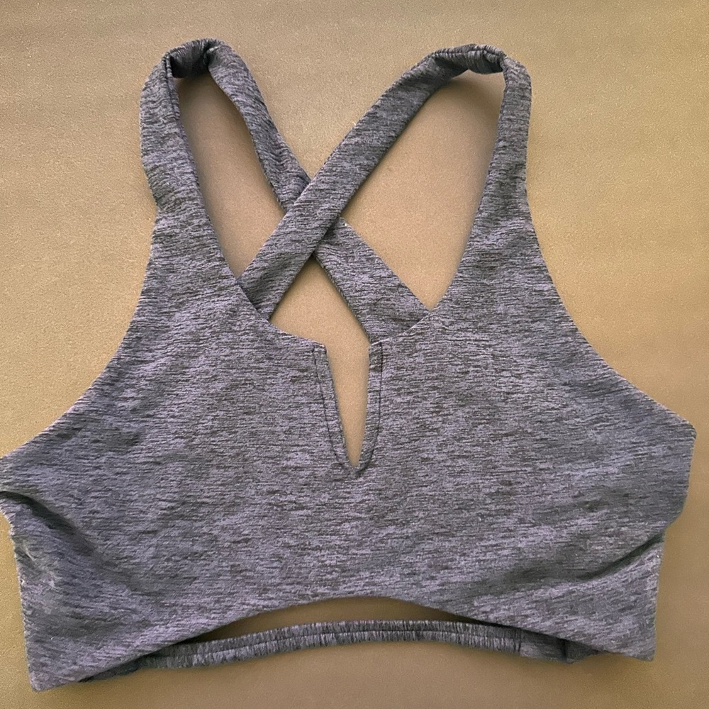 Bombshell Sportswear Gray Crisscross Sports Bra